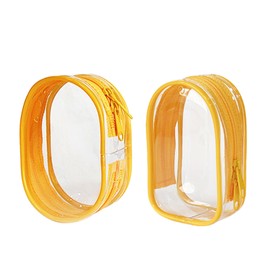 2Pcs Clear Figure Display Case with Keychain for Storage Dolls, Keychain Pouch Blind Box Display Carrying Case for Mini Figure Doll Collectors (Orange)