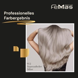 Femmas Hair Colour Set Super Brightener Silver 912 I Hair Colour Cream 100 ml + Oxycream 100 ml 1.9% I Permanent Hair Colouration + Developer I Gentle & Long Lasting I Salon Hair Colour for Home