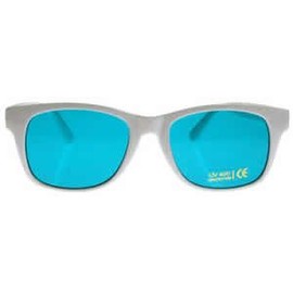 BioWaves Colored Lens Color Therapy Glasses - White Frame Classic Style (Aqua)