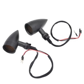 Riloer Motorcycle Bullet Front Rear Blinker Turn Signal LED Lights Amber Light, Motorbike Turning Indicators Amber Lens, 10mm Universal Fit