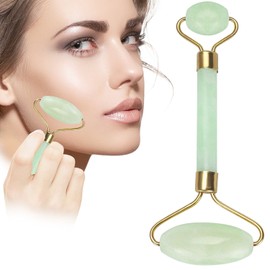 LZLRUN Anti Aging Jade roller Therapy 100% Natural jade facial roller double Neck Healing Slimming Massager (Jade Roller)