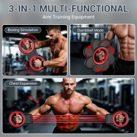 50 Lbs Max Resistance Chest Expander with Detachable BandsColour: Black Color, Size: Normal