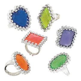 Unique Party 84796 - Plastic Gem Ring Party Bag Fillers, Assorted Pack of 24