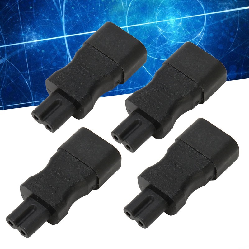 4Pcs IEC320 C14 to IEC320 C7 Power Adapter Universal Black