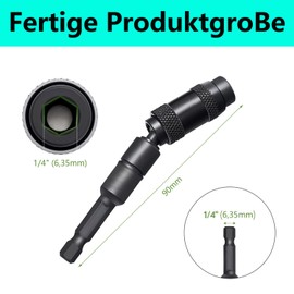 QZKJQDD 1/4 Inch Magnetic Bit Holder, 90 mm Flexible Hex Bit Holder, 20 Degree Rotating Quick Release Drill Extension, Screwdriver Bit Holder for Narrow Spaces or Corners