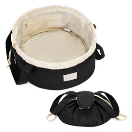 Drawstring Makeup Bag Large Cosmetic Bag Women Toiletry Organizer Cosmetic Pouch for Lazy Ladies Black