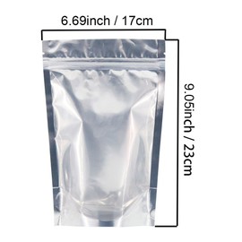 SumDirect Reusable Aluminium Foil Zip Lock Stand Up Food Pouches Bags with Notch for Food Storage 6.6x9 Inches,28oz,Pack of 50
