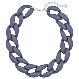Firstmeet Chunky Acrylic Necklace Smooth Chain Link Cool Statement Choker Cuban Jewelry for Women(XL-1118-Darkblue matte)