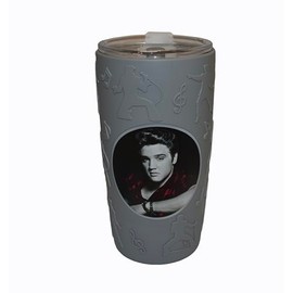 Mid-South Products Elvis Presley Portrait Embossed Silicone Sleeved Double Insulated Travel Mug 16 oz