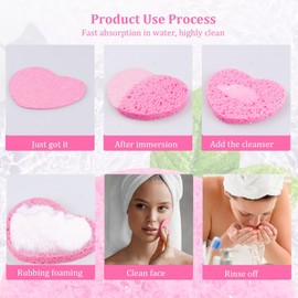 50 esponjas faciales para limpieza en forma de corazón esponjas faciales comprimidas reutilizables fuerte absorción de agua almohadillas desmaquillantes de celulosa de secado rápido