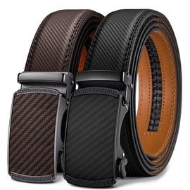 BULLIANT Men Belts 2 Pack,Ratchet Sliding Belt Adjustable For Gift Mens Dress Casual 1 3/8",Cut for Fit(Black/Deep Brown,36"-42" Waist Adjustable)