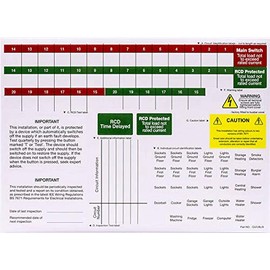 Consumer Unit Labels | Fuse Board Stickers | Labelling | Identification | MK WYLEX Crabtree LEWDEN BG Hager (1 Sheet)