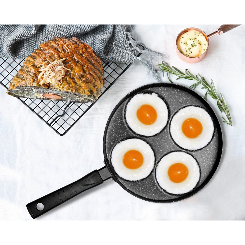 MyLifeUNIT Aluminum 4-Cup Egg Frying Pan, Non Stick Egg Cooker