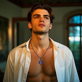 URONE Star of David Necklace Sterling Silver Black Star of David Pendant Jewish Star Pendant Chain Jewish Jewellery for Men and Women, Sterling Silver, No Gemstone