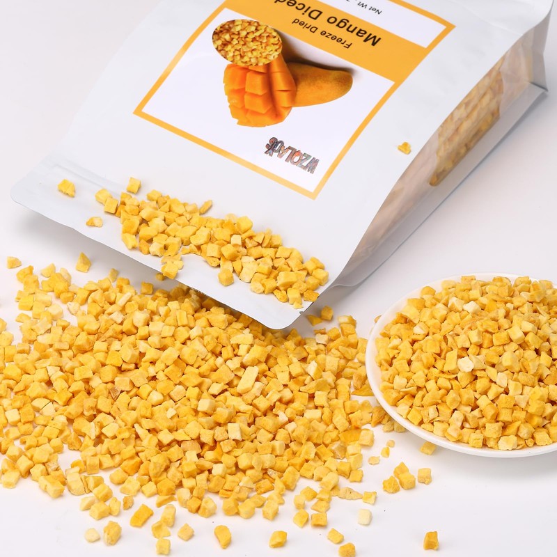 Freeze Dried Diced Mango 7.76oz Crispy Crunchy Snacks,No Sugar Added,