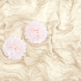 Aktor 12 Pack Ivory Table Runner Boho Cheesecloth Table Runner Semi Sheer Gauze Fabric Runners for Wedding Birthday Baby Shower Party Boho Table Decoration（Ivory）