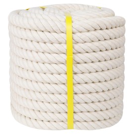Twisted Cotton Rope (1 inch x 100 feet) Natural Soft White Rope for Nautical, Railings, Climbing, Hammock, Decorating