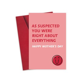 Detuca Humor Mother’s Day Card for Her, Funny Mothers Day Card For Mom, As Suspected You Were Right About Everything