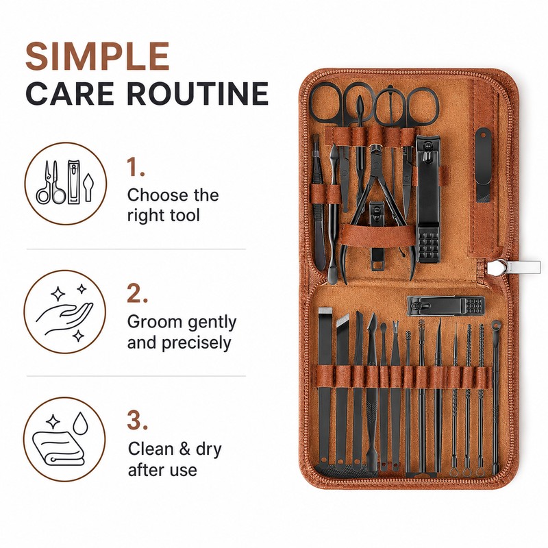 26-Piece Stainless Steel Manicure & Pedicure Kit for Personal Grooming