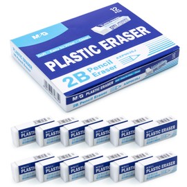 M&G 12 Pack White Erasers Bulk, Small Rubber Pencil Erasers for Kids School Students Office, 1.7 x 0.7 Inches Soft Art Erasers for Drawing Sketching (New Packaging)