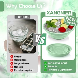 XANGNIER Face Bowl for Ice – Collapsible Silicone Facial Ice Bath Bowl for Cold Plunge Therapy, Skin Tightening & Acne Relief – Portable Spa Tool for Home & Travel, Green