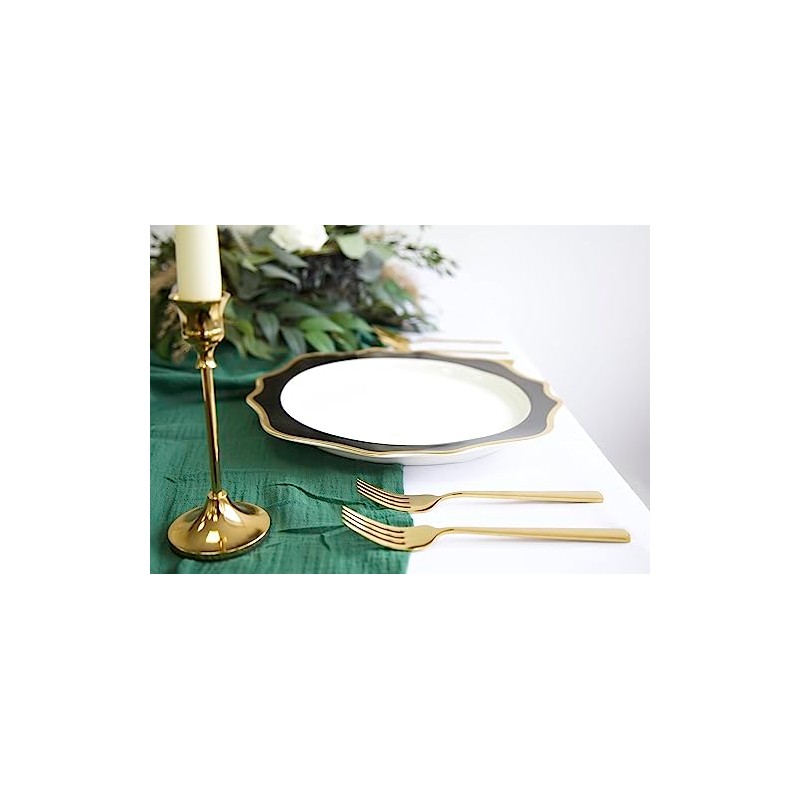 Decor Essentials Charger Plate Ceramic Scalloped Edge Gold Rimmed Dinnerware