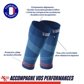 Thuasne - Trail UP ACTIV Running Kompressionsstrümpfe - Unterstützung der Wade - Schutz und Propriozeption - Eisblau/Perlmutt/Koralle, Long XL