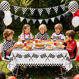 4 Pack Racing Tablecloths Car Birthday Party Supplies Race Car Party Table Cover Racing Theme Party Car Decorations Road Table Cloth for Kids Cars Motocross Bike Celebration Decor 86 X 51IN