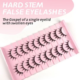 SIVZUMO 10 Pairs False Eyelashes Manga Lashes Natural Look Artificial Eyelashes Anime Fake Lashes Short Cosplay Lashes Faux Mink Spiky Wispy False Eyelashes