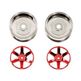 Tamiya #54552 Red Plated 6-Spoke Wheels - 26mm Width / Offset +4 (2) for Tamiya Miscellaneous