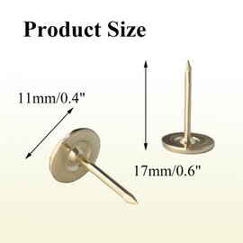 Galdexi 100pcs Flat Head Thumb Tacks for Wall, 7/16 Inch Heavy Duty Upholstery Tacks Nails, Decorative Long Push Pins for Office Home Furniture Decor Wooden Photo, Gold