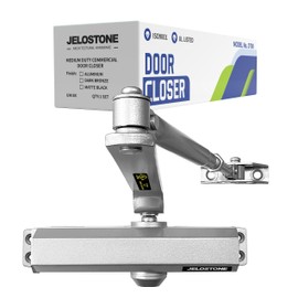 JELOSTONE Medium Duty Commercial Door Closer D700, 3 Valves Closing/Latching/Backcheck, UL 3 Hour Fire Rated, Fixed Size #3 Spring Power, Door (55-150LB/33-36 in), Indoor/Outdoor (Aluminum)