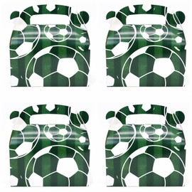 Oletx 24-Pack Soccer Party Favor Treat Boxes Pack, Goodie Boxes, Cardboard Gable Gift Boxes with Handles. Perfect for Soccer Sports Themed Party Decoration Supplies