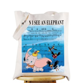 WZMPA Elephant Dumbo Flying Elephant Tote Bag Inspired Gift When I See An Elephant, Dumbo Shopping Bag for Dumbo Fans, When I See An Tg