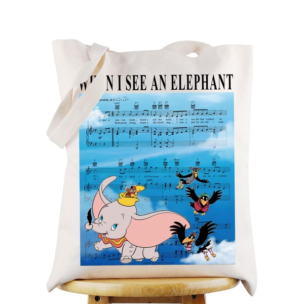 WZMPA Elephant Dumbo Flying Elephant Tote Bag Inspired Gift When