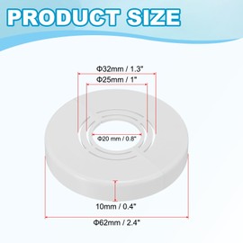 PATIKIL Wall Split Flange 0.8/1/1.3 Inch, 0.4" Thicken Cuttable ABS Round Escutcheon Plate Cover Buckle for Water Pipe Faucet Decoration, White