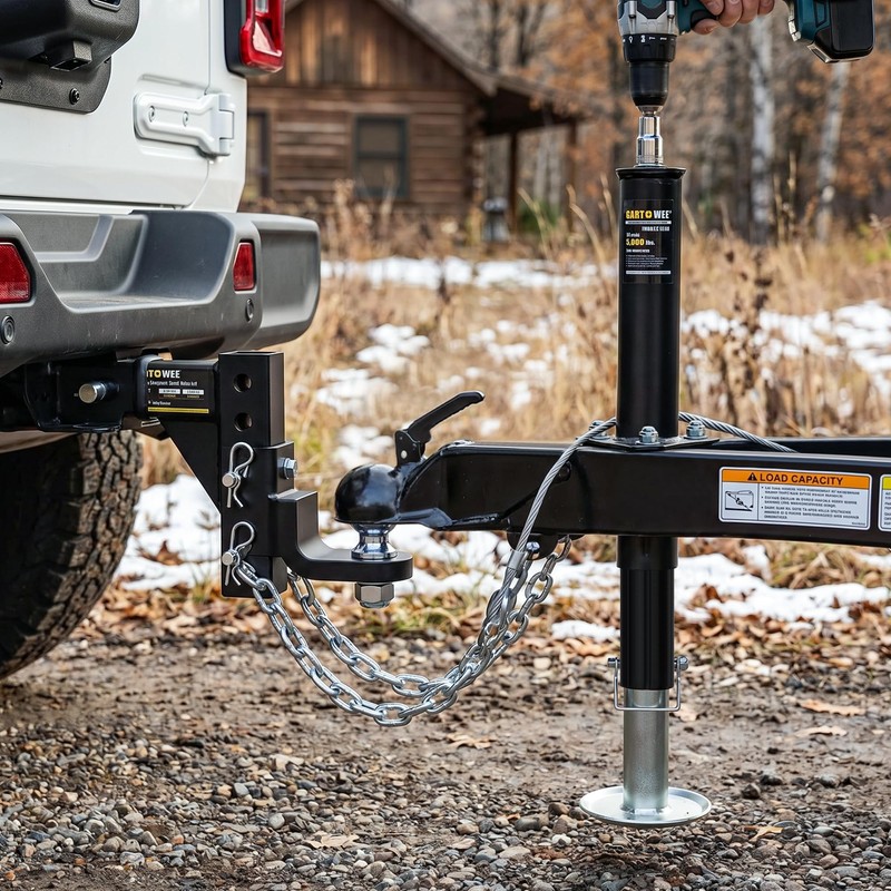 5000lbs A-Frame Trailer Jack,30" Lift 20-24V Cordless Drill Compatible with