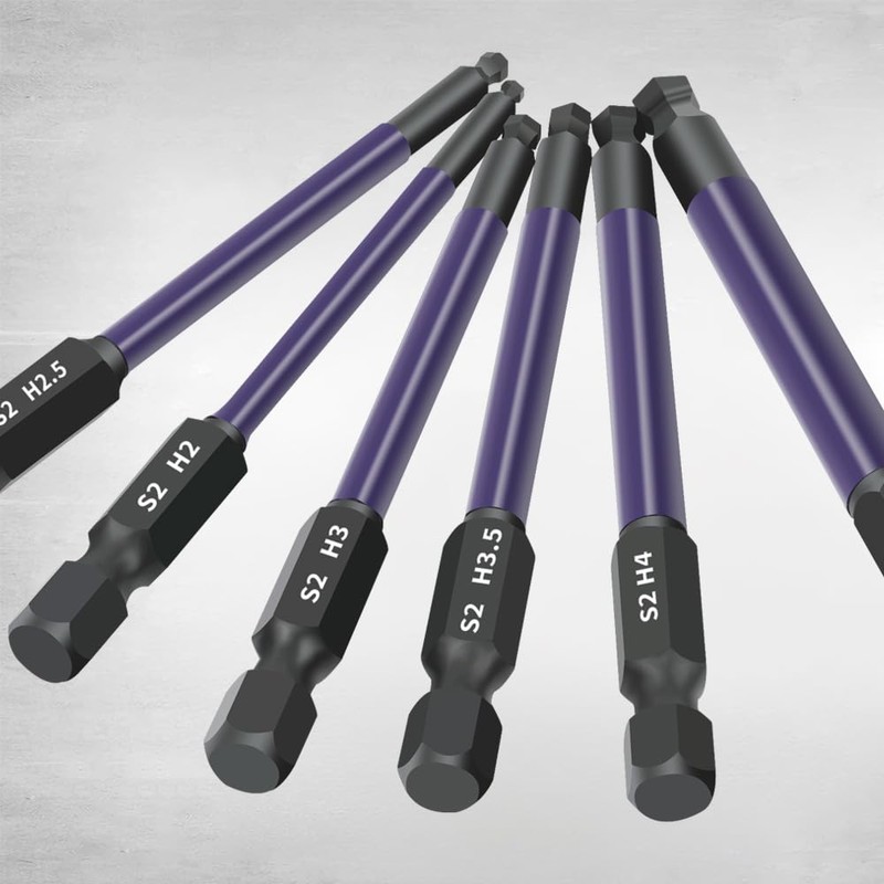 Saipe 12pcs Ball End Hex Bit Set, 75mm/3" Length Ball