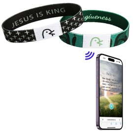 FIDWALL 2pcs Wearable Bible Verse Wristbands with NFC,Daily Bible Verse Bracelet,Christian Scripture Bracelets for Men,Women,and Teens,Ideal for Personal Reflection (Audio Verses)