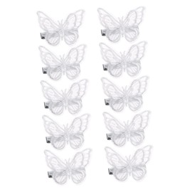 Beavorty 10pcs Embroidered Butterflies Hair Clips Lace Barrettes for Girls Women Elegant Hair Accessories for Weddings Parties Daily Use