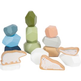 small foot Wooden Balance Stones Arctic, FSC 100%-Certified Wood, Stacking Game for Kids Aged 12+ Months, 12440