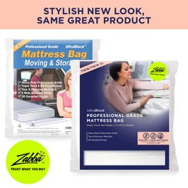 Ultrablock Mattress Bags for Moving or Storage – 6 Mil Plastic Cover, Tear and Puncture Resistant, Non-Slip Grip, Extra Thick Twin Size Bag