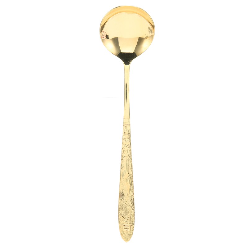 Serving Spoon Mirror Polished Brass Glossy Edges Heavy Duty Round