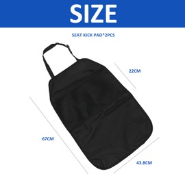 KVBUCC 2PCS Backrest Protective Cushion with Storage Pockets, Kick Protection for Children， Backrest Backrest Seat Protector，car Seat Organizer Back Seat Organizer，seat Protector Car Backrest（black）