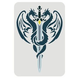 FINGERINSPIRE Dragon Sword Stencil 29.7x21cm Dragons Stencil Plastic 2 Dragons with Wing Pattern Stencils Reusable DIY Dragon Stencil Templates for Painting on Wood Floor Wall