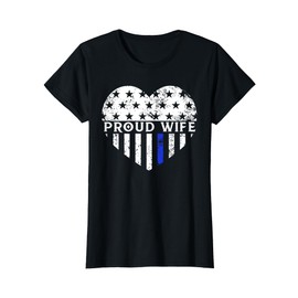 Police Wife Shirt Thin Blue Line Flag Law Enforcement T-Shirt