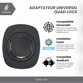 Universal Quad Lock Adapter - Quick Mount Bracket for Smartphone, Motorcycle, Bike, Car and Accessories - Durable and Secure