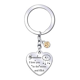 EAWEN The Best Gifts for Grandma Grandma Keychain Grandma Gifts from Grandson Christmas Gifts for Grandma Grandmother Gifts from Grandchildren Birthday Mother’s Day Gifts for Grandma, Silver, Large