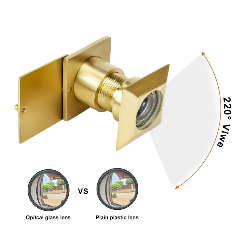 Earl Diamond Solid Brass Square HD 220 Degree Door Viewer