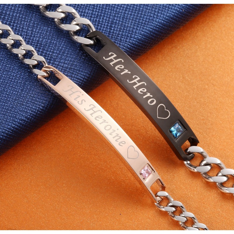 His or Hers Matching Set His Heroine Her Hero Titanium